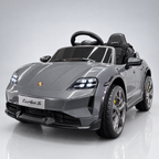 Porsche Taycan électrique enfant grise – vue avant trois-quarts