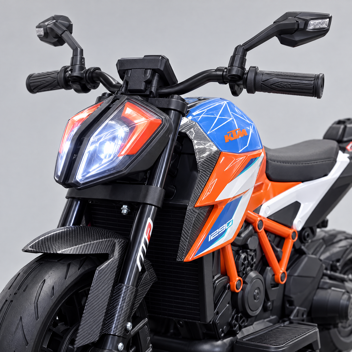 Moto électrique enfant KTM 1290 Super Duke – phare et réservoir