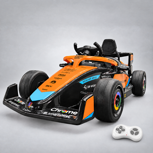 F1 McLaren enfant avec sa télécommande parentale 2,4 GHz